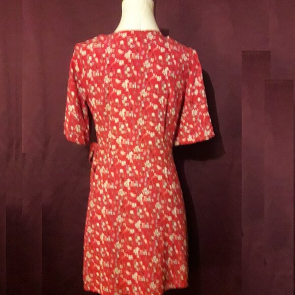 Sanctuary Pink Faux Wrap Floral Print Flutter Sleeve Boho Summer Dress Small - Picture 8 of 9